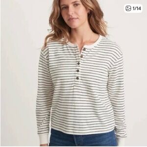 Marine Layer Cream and Black Striped Henley